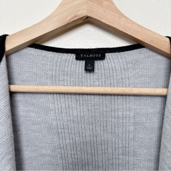 Talbots Womens Large Long Line Tipped Merino Blend Sweater Jacket - Picture 10 of 14